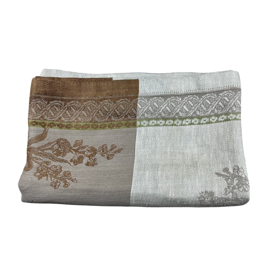 WILLIAMS SONOMA Frutta Jacquard Rectangular Table Runner Cotton Linen Brown